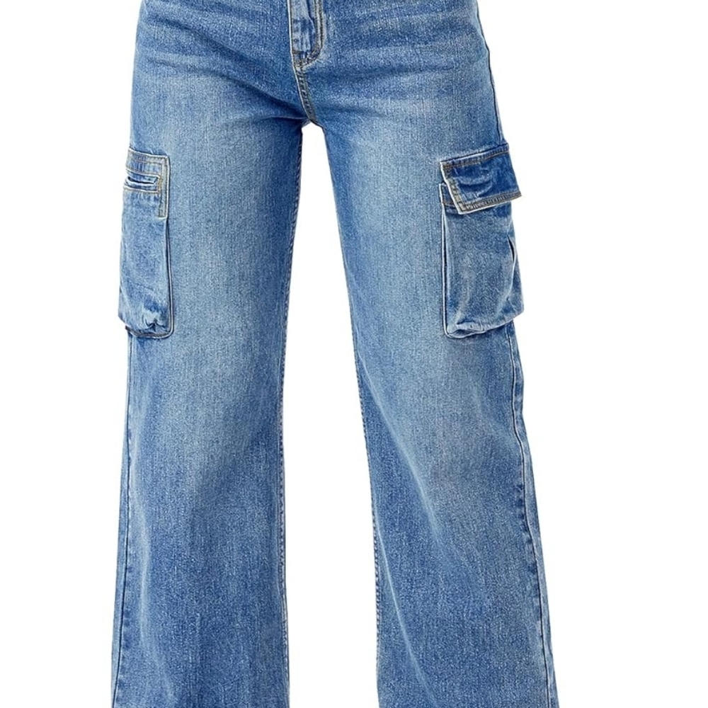 Stylish Blue Flare Jeans with Pockets